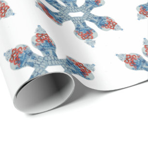 Weihnachtshandgemälde Blau und Weiß Ingwer Jar Geschenkpapier