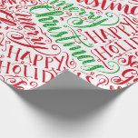 Weihnachtshandschrift Mandala Rot Geschenkpapier<br><div class="desc">Mit dieser eleganten mandala art "Merry Christmas wrapping paper" verwöhnen Sie Ihre Geschenke in fröhlicher Urlaubsstimmung. Es enthält rot handgeschriebenen Text mit grünen Akzenten und enthält mehrere Urlaubssätze,  darunter Frohe Weihnachten,  Grüße der Jahreszeit,  glückliche Feiertage,  Ho Ho Ho,  Holly Jolly und Let it Snow.</div>