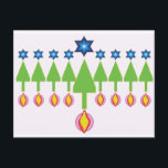 WeihnachtsHanukkah Chrismukka-Karte Feiertagspostkarte<br><div class="desc">Die Postkarte kann als Weihnachtsbäume oder Menorah angesehen werden. Dreh es einfach um.</div>