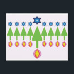 WeihnachtsHanukkah Chrismukka-Karte Feiertagspostkarte<br><div class="desc">Die Postkarte kann als Weihnachtsbäume oder Menorah angesehen werden. Dreh es einfach um.</div>