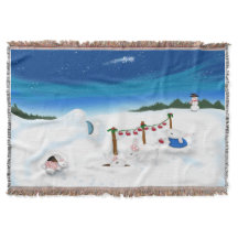 Weihnachtshäschen-Familie mit Schneemann