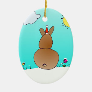 Weihnachtshäschen-Verzierung Keramik Ornament