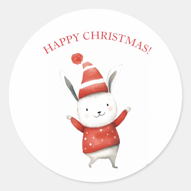 WEIHNACHTSHASEN-SPRUNG-STICKER RUNDER AUFKLEBER (Vorderseite)