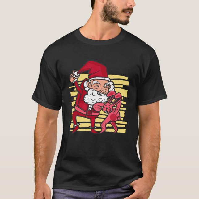 Weihnachtshasen tanzen lustig Pullover Hoodie (Vorderseite)