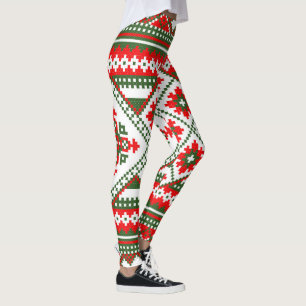 Weihnachtshässliche Strickjackemuster Leggings