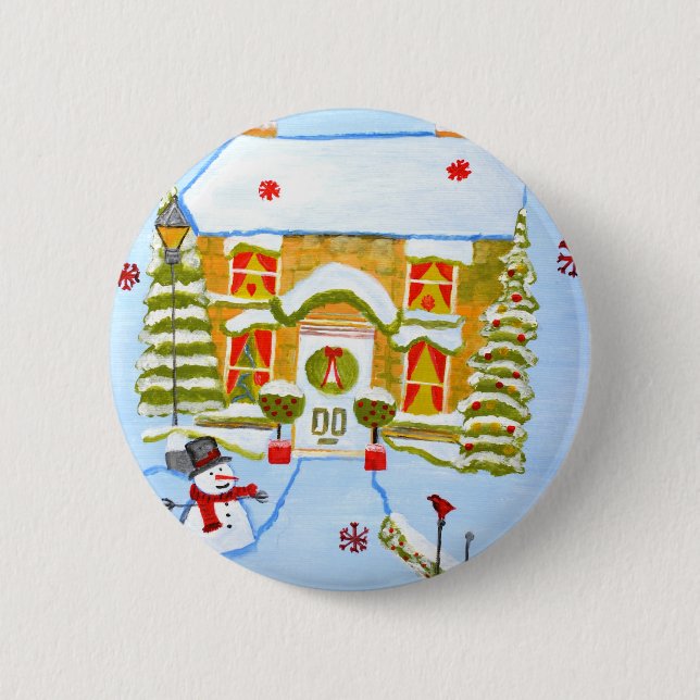 Weihnachtshaus Button (Vorderseite)
