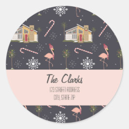 Weihnachtshaus Palm Tree Address Class Runder Aufkleber