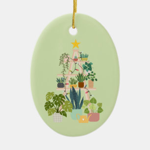 Weihnachtshaus-Pflanze Keramik Ornament