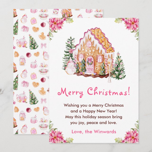 Weihnachtshaus Pink Frohe Weihnachten (Vorne/Hinten)