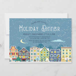 Weihnachtshaus Schneetag Feiertags-Dinner-Einladun Feiertagskarte