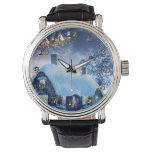 Weihnachtshaus und Weihnachtsmann Armbanduhr