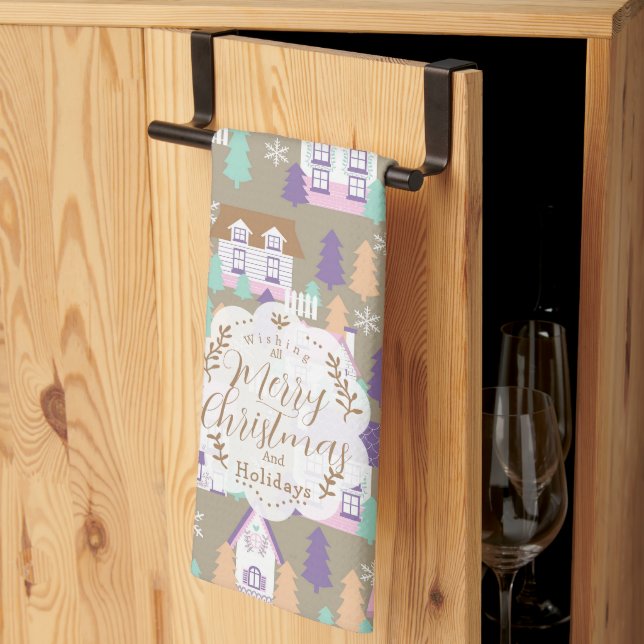 Weihnachtshäuser Brown Geschirrtuch (Drittel gefaltet)