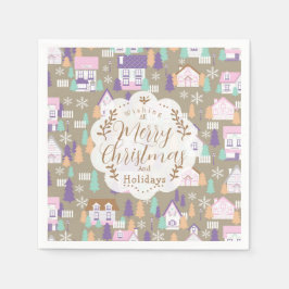 Weihnachtshäuser Brown Serviette