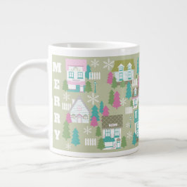Weihnachtshäuser grün Jumbo-Tasse