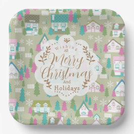 Weihnachtshäuser grün pappteller