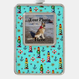 Weihnachtshäuser hinzufügen Rahmen-Ornament silber