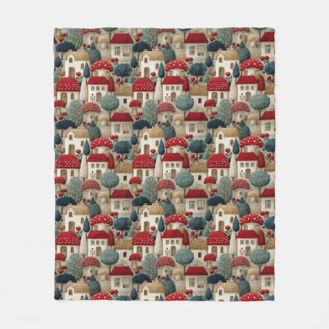 Weihnachtshäuser in Country Village mit Roten Däch Fleecedecke (Vorderseite)
