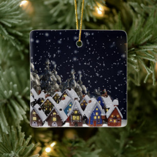 Weihnachtshäuser Keramikornament