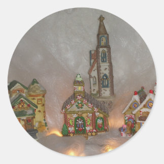 Weihnachtshäuser Runder Aufkleber