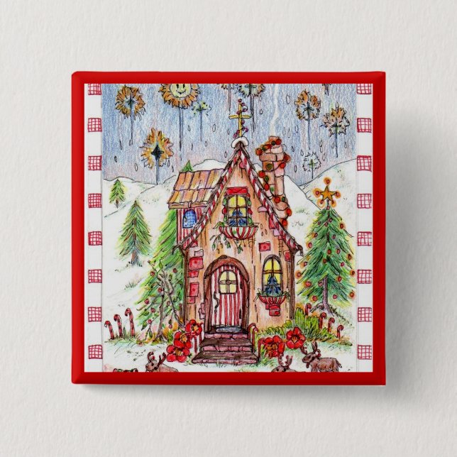 Weihnachtshausknopf Button (Vorderseite)