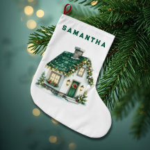 Weihnachtsheim mit Lichtern Kinderstrumpf