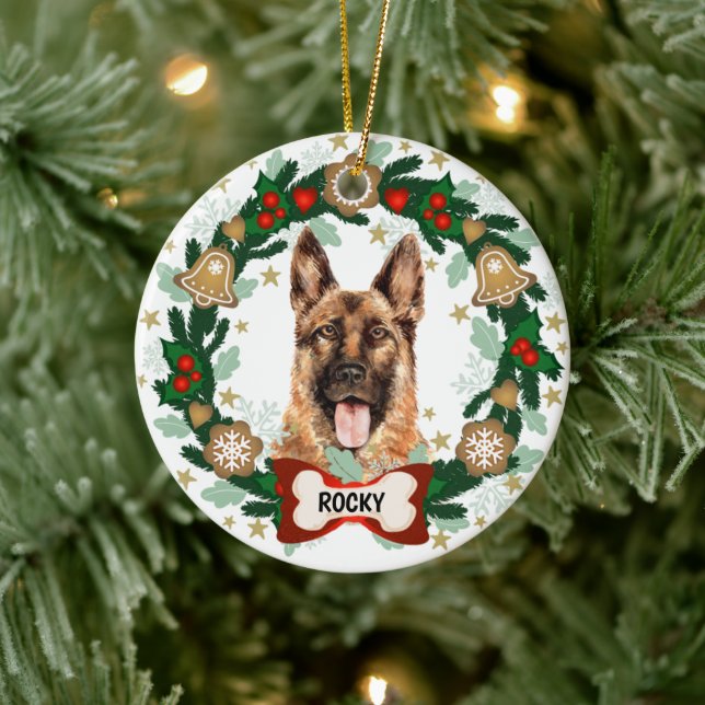 Weihnachtsheld des Deutschen Schäferhundes - Krüme Keramik Ornament (Baum)