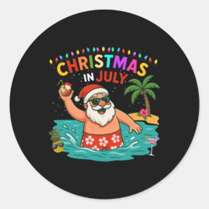 Weihnachtshemd im Juli Jungen Kinder Santa Kokosnu Runder Aufkleber