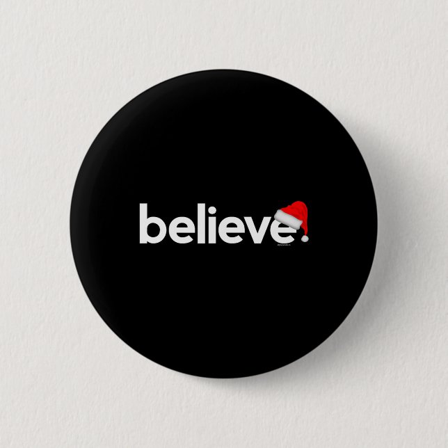 Weihnachtshemden für Männer Frauen Kinder Believe  Button (Vorderseite)