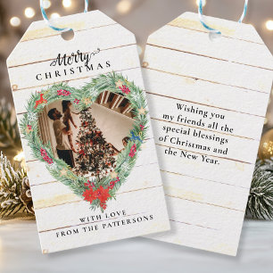 Weihnachtsherz Foto Rustic Wood Gift Tag Geschenkanhänger