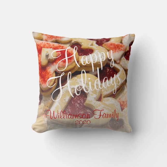 Weihnachtsherz geformt Zucker Cookie Familie Name Kissen (Vorderseite)