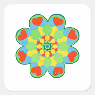 Weihnachtsherz Mandala Quadratischer Aufkleber