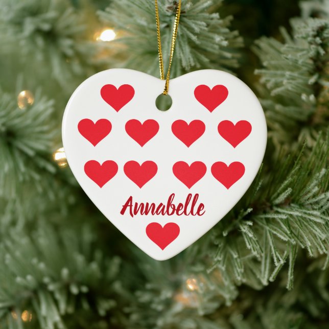 Weihnachtsherzen personalisierter Name cool niedli Keramik Ornament (Baum)