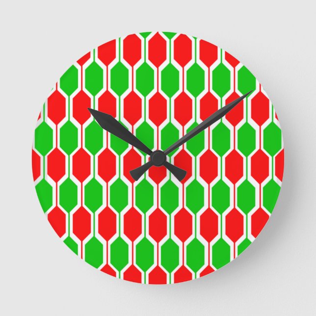 Weihnachtshexagonen Runde Wanduhr (Vorderseite)
