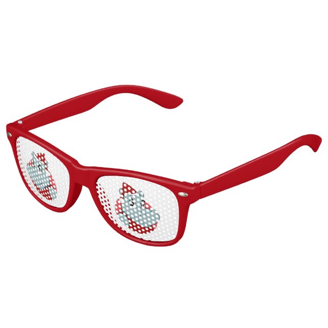 Weihnachtshippo-Cartoon Partybrille (Schrägansicht)