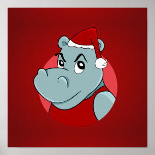 Weihnachtshippo-Cartoon Poster
