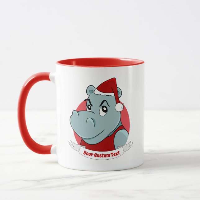 Weihnachtshippo-Cartoon Tasse (Links)