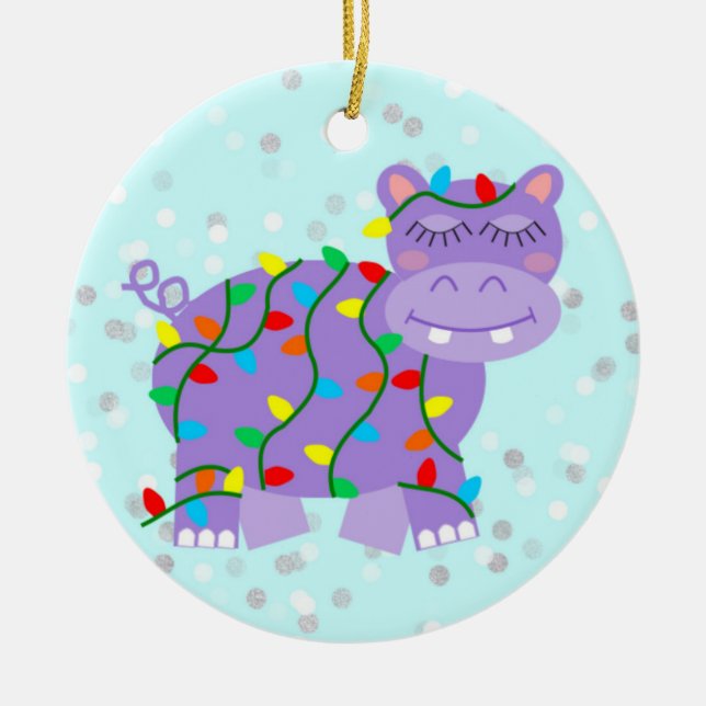Weihnachtshippopotamus-Verzierung Keramik Ornament (Vorne)