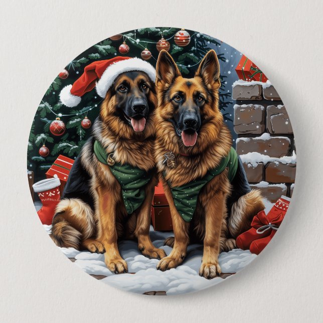 Weihnachtshirdhunde Button (Vorderseite)