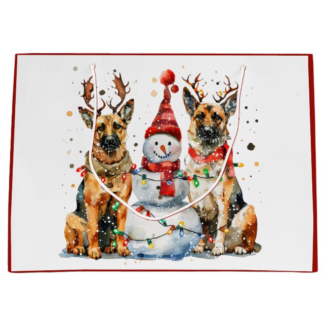 Weihnachtshirdhunde Große Geschenktüte (Vorderseite)