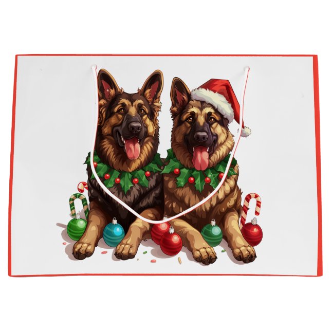 Weihnachtshirdhunde Große Geschenktüte (Vorderseite)