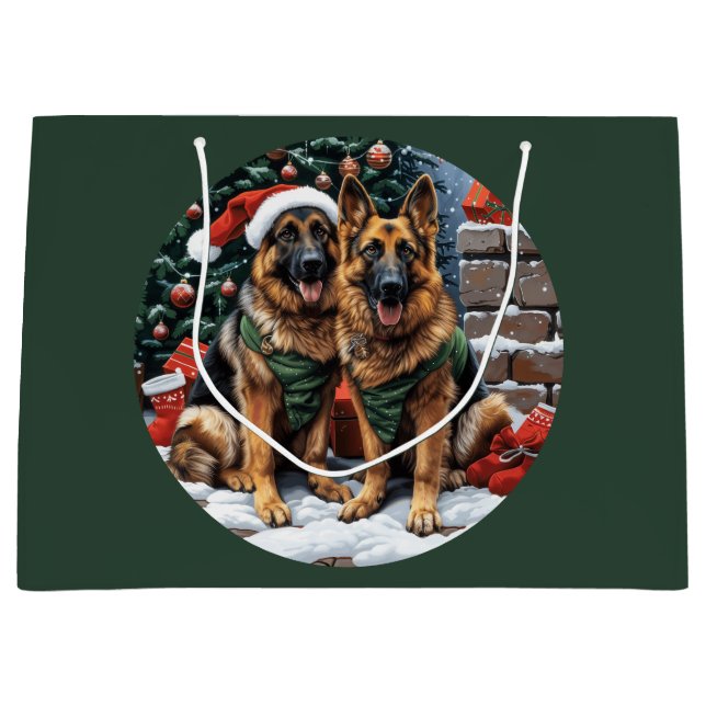 Weihnachtshirdhunde Große Geschenktüte (Vorderseite)