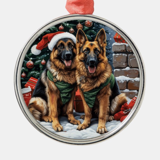 Weihnachtshirdhunde Ornament Aus Metall (Vorne)