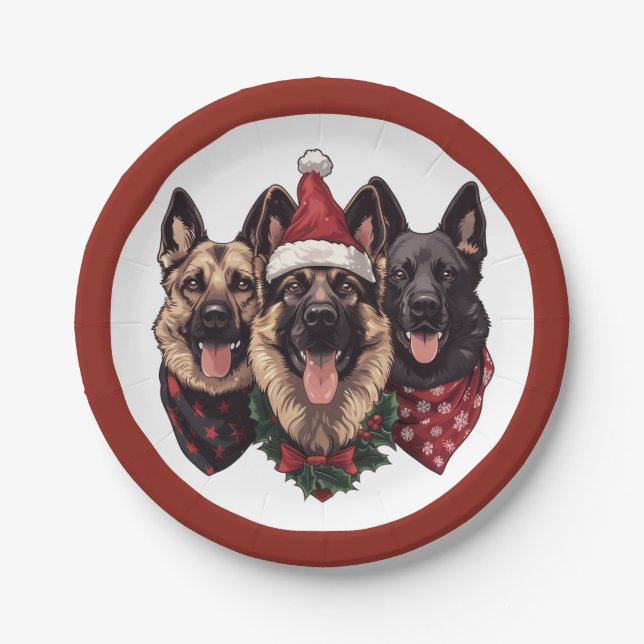 Weihnachtshirdhunde Pappteller (Vorderseite)
