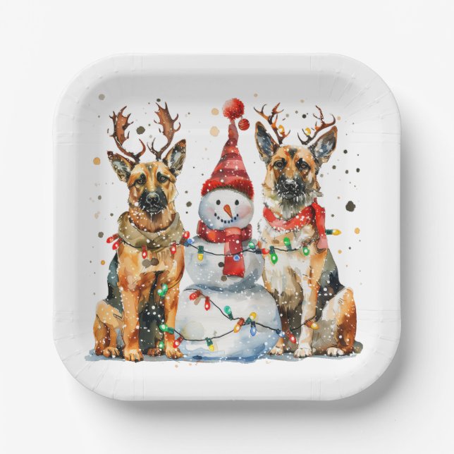 Weihnachtshirdhunde Pappteller (Vorderseite)
