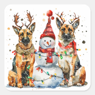 Weihnachtshirdhunde Quadratischer Aufkleber