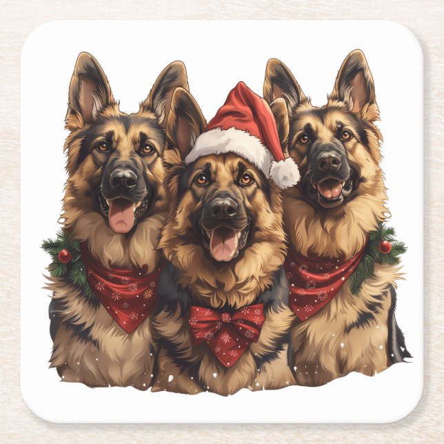 Weihnachtshirdhunde Rechteckiger Pappuntersetzer (Vorderseite)