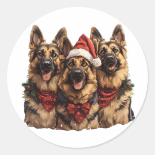 Weihnachtshirdhunde Runder Aufkleber