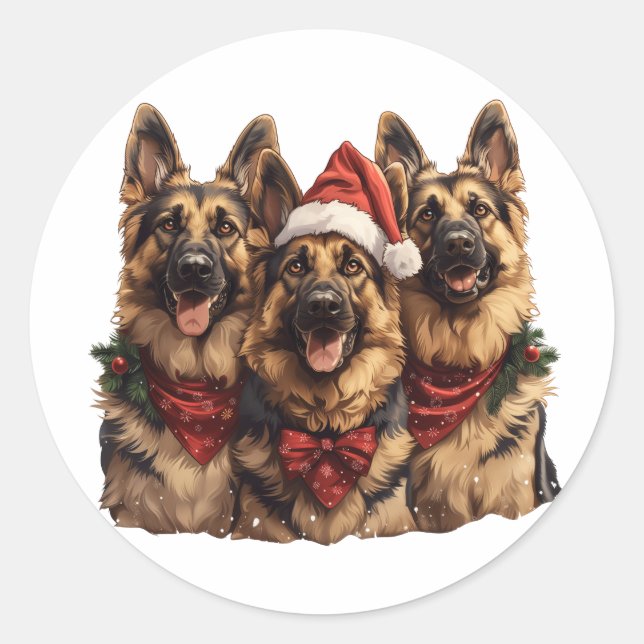 Weihnachtshirdhunde Runder Aufkleber (Vorderseite)