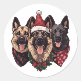 Weihnachtshirdhunde Runder Aufkleber