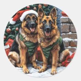 Weihnachtshirdhunde Runder Aufkleber